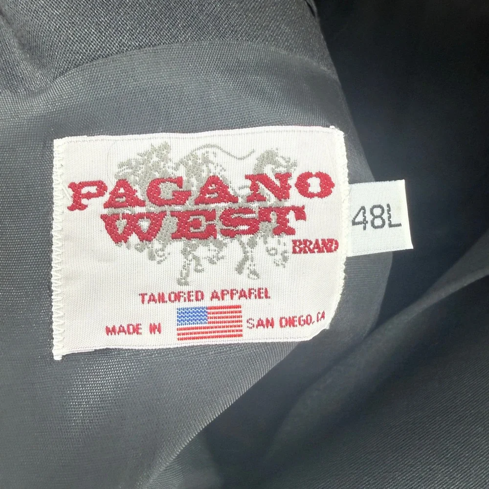 Pagano West Mens 48L Western Blazer Black Orange Hand Painted‎ Custom Sport Coat